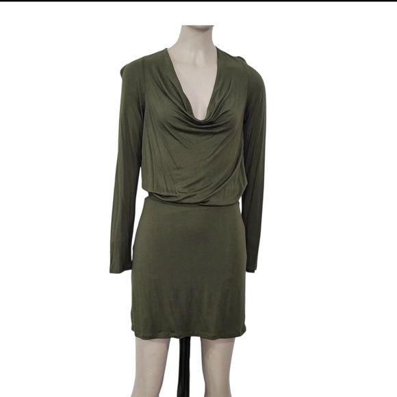Haute Hippie Forest Green Long Sleeve Dress Sz Small Minimalist Womens - Picture 4 of 10